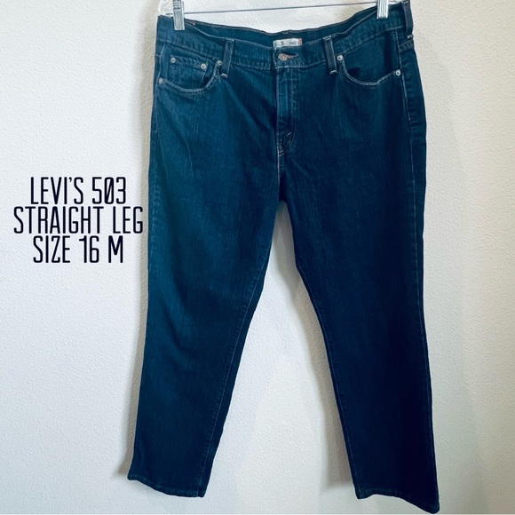 Levi's Denim - Levi’s 503 women straight leg Dk blue jean zip front, High rise, 5 pocket Sz 16